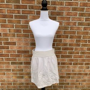 Stooshy Beige Floral Skirt Elastic Waist Medium